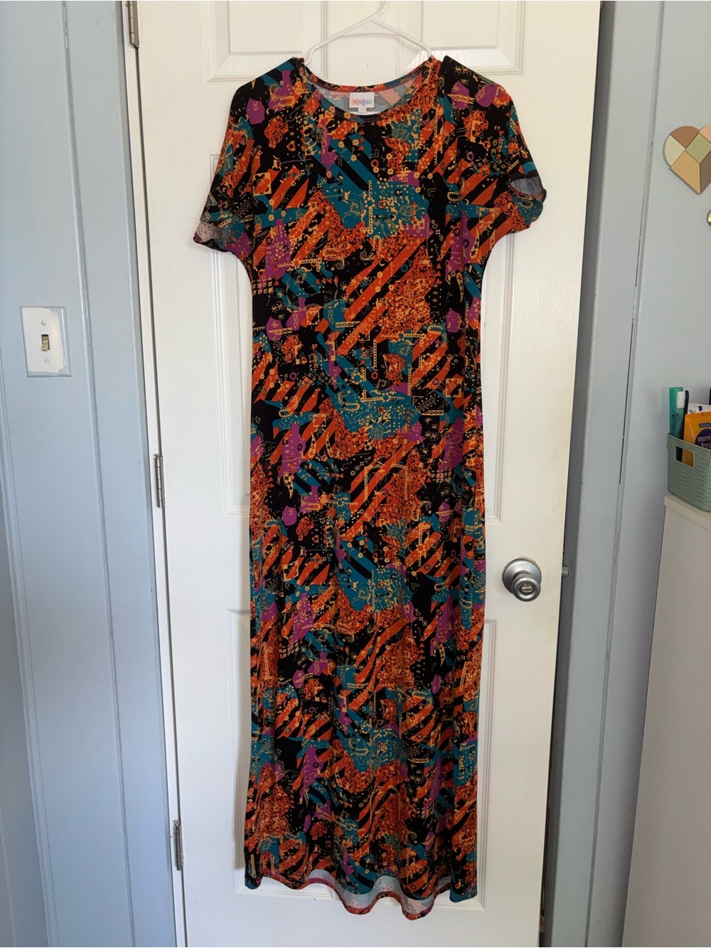LuLaRoe Black Multicolor Abstract Maxi Dress